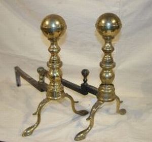 Colonial Style Brass Andirons